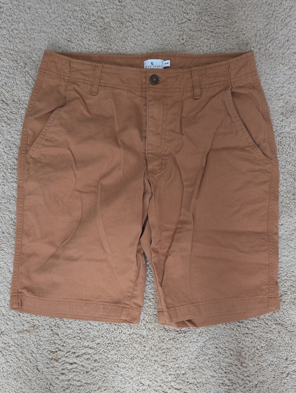 True Craft Men's Flat-Front Shorts in Brown